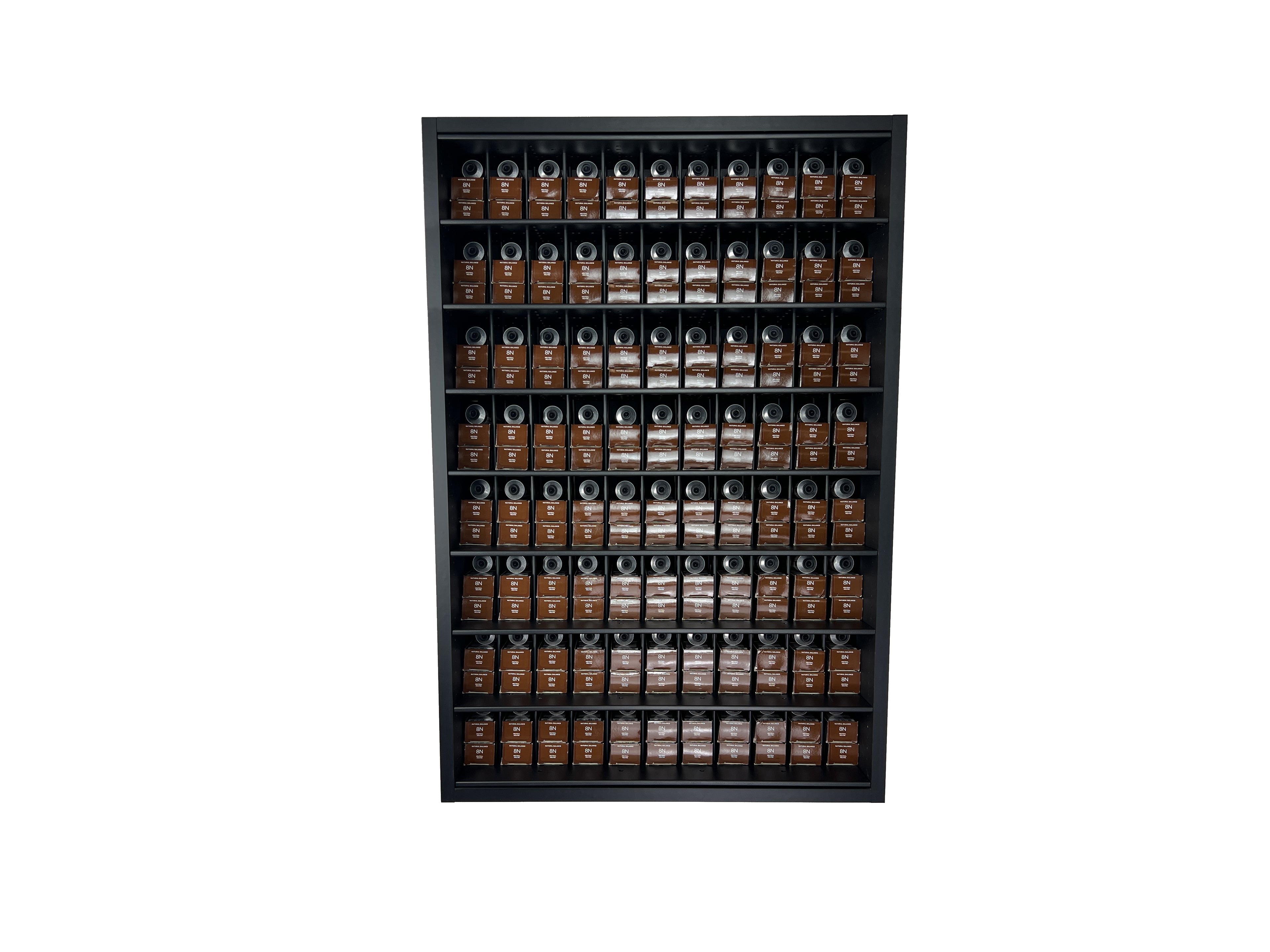 Matte Black hair color storage cabinet that organizes hair color for L'Oreal Redken Fusion.