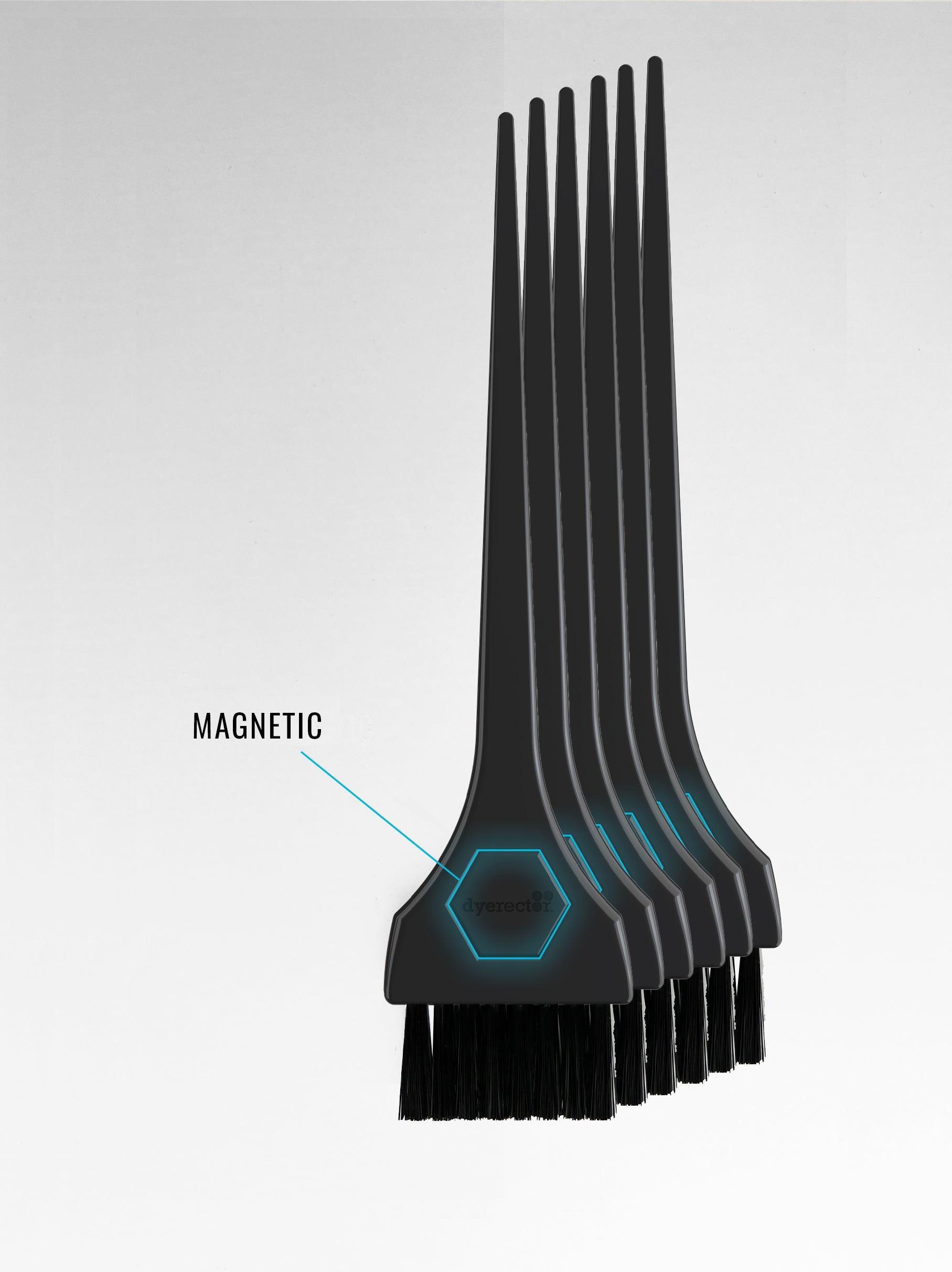 Black Magnabrush magnetic hair color brushes 6 pack