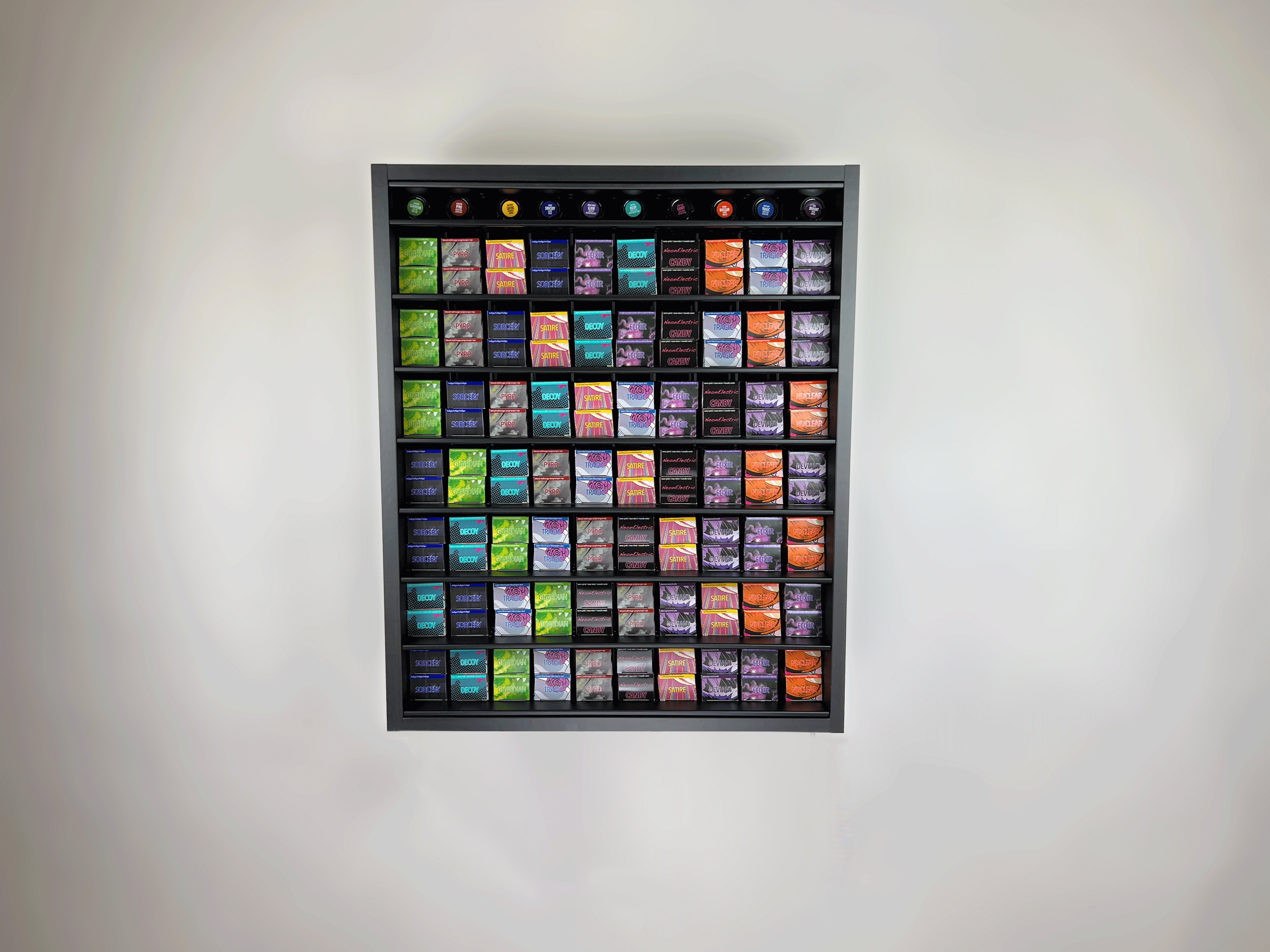 Super Matte Black Modular Hair Color Display Rack Storage Organizer with powder coated aluminum shelves by Dyerector organizing Pulp Riot hair color
