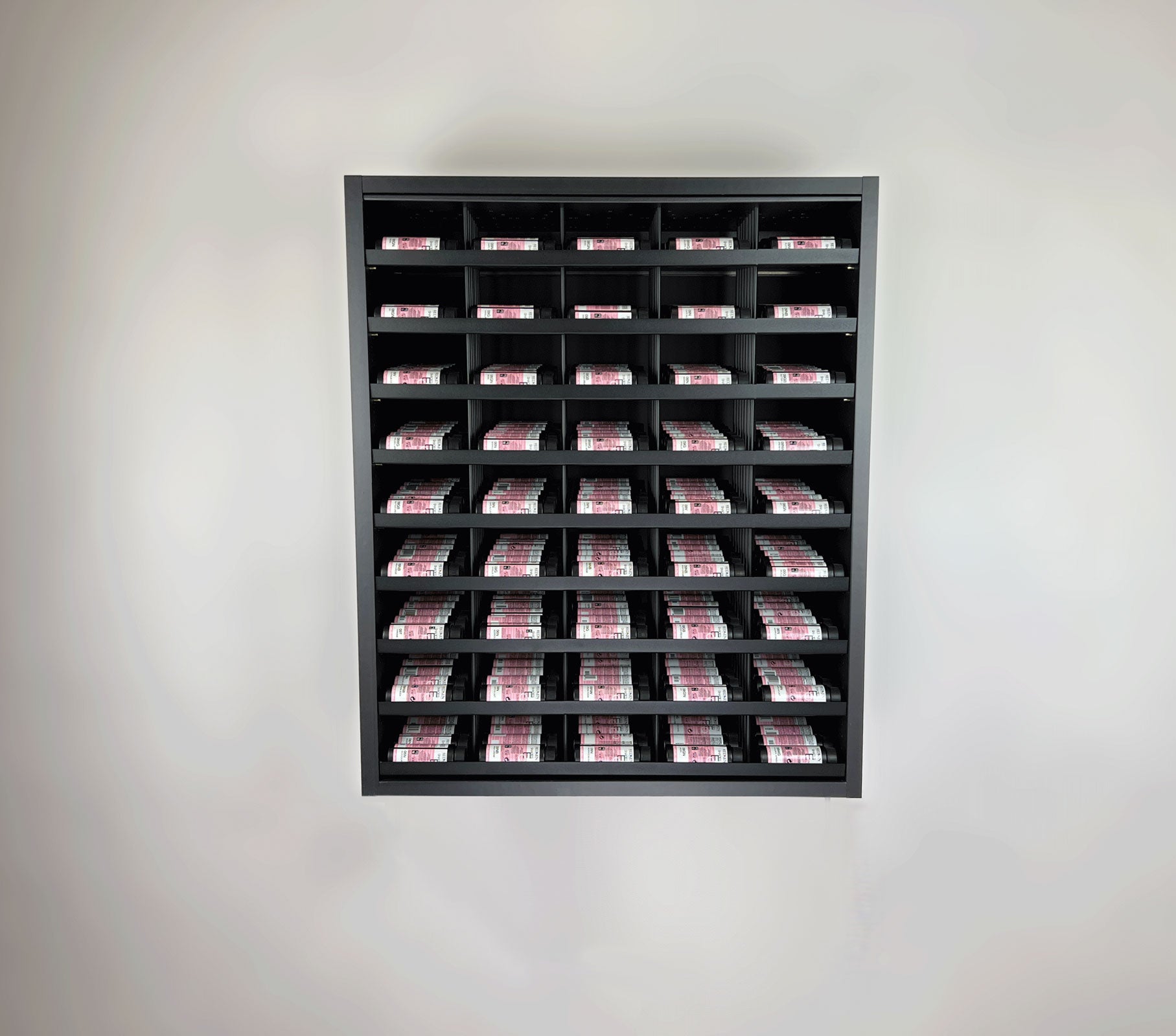Shades Eq hair color organizer cabinet. Black modular cabinet that manages hair color for salons.