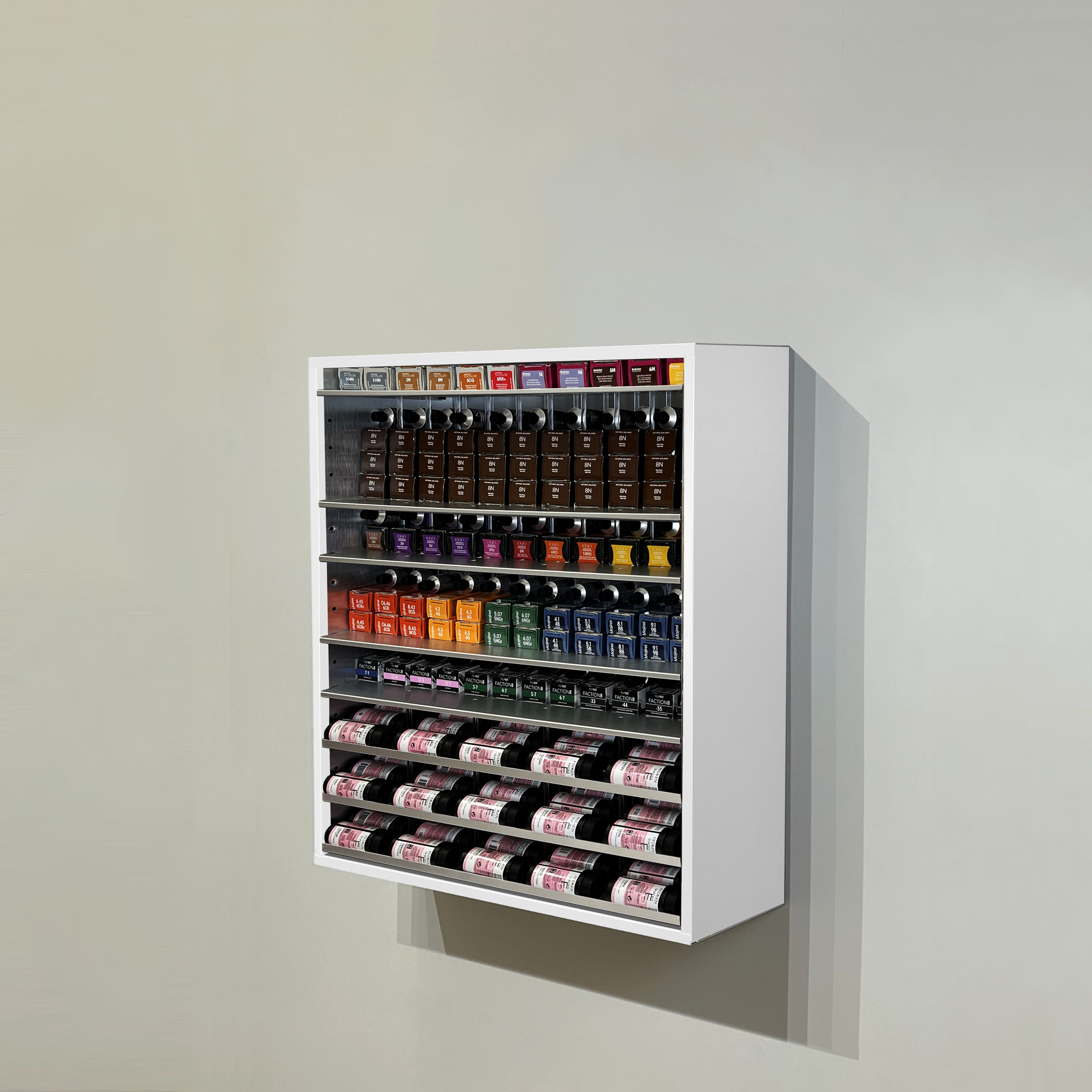 DYERECTOR-[ONE] GLOSS WHITE AND SILVER HAIR COLOR ORGANIZER MEDIUM CABINET